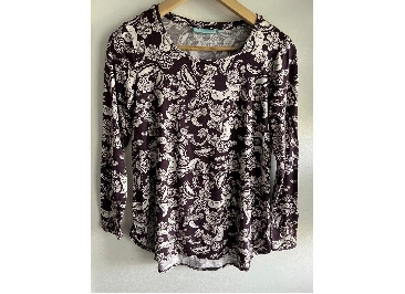 BLUE ILLUSION Long Sleeve Mauve Floral Top Boho Chic Size XS Viscose