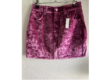 TOP SHOP Moto Magenta Mod Look Velvet Feel Skirt Sz10