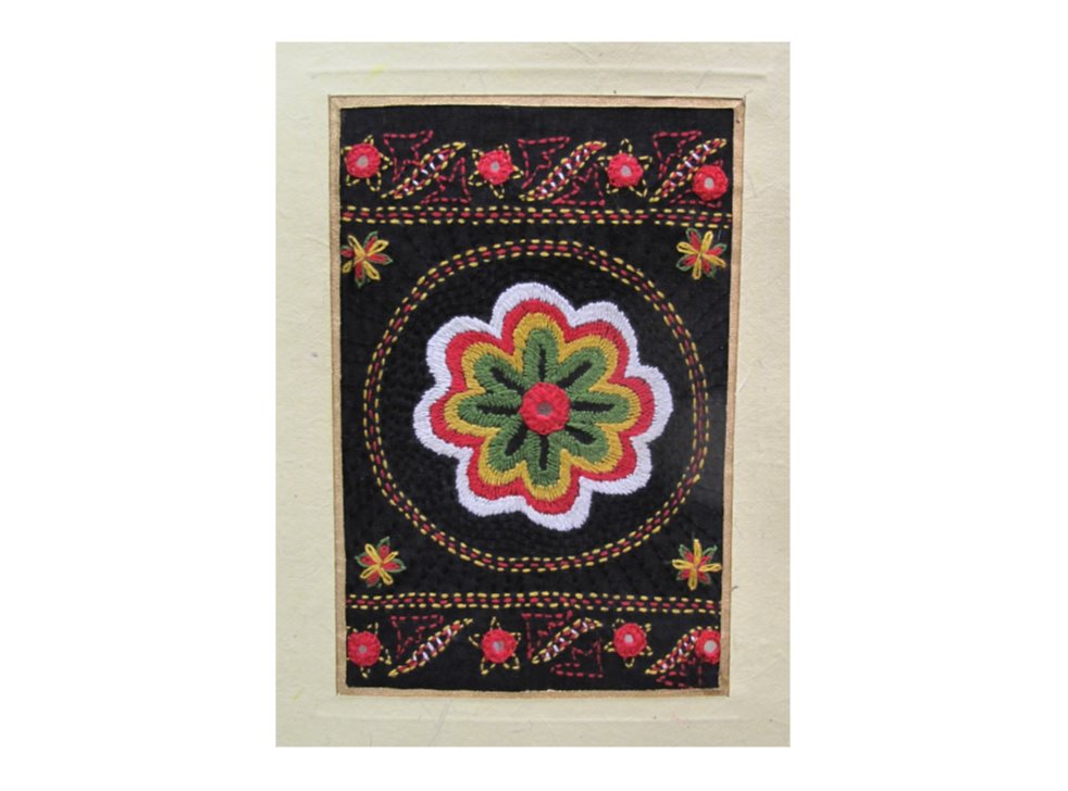 Embroidered Greeting Card - Indian Flower